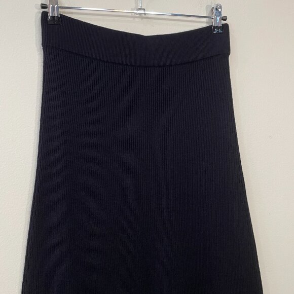 EUC Sezane Naelle Merino Cotton Knit Midi Skirt Navy Large - Picture 5 of 8